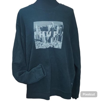 HUF Men's Black Crewneck Sweater Pullover Streetwear Skater Adult Size XL