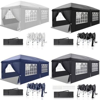 Pavillon Wasserdicht 3x6 m Popup-Design 4 Fenster UV 50+ Fest Garten Falt Zelt