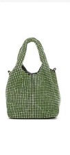 Hand Bag Crystal Bucket In Emerald, Mini Elegant