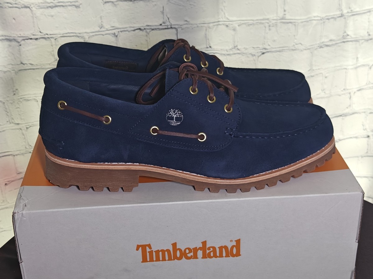 Timberland ネイビー 3eye スエード Timberland Men's Authentic 3 Eye Classic Lug Shoe in Dark Blue