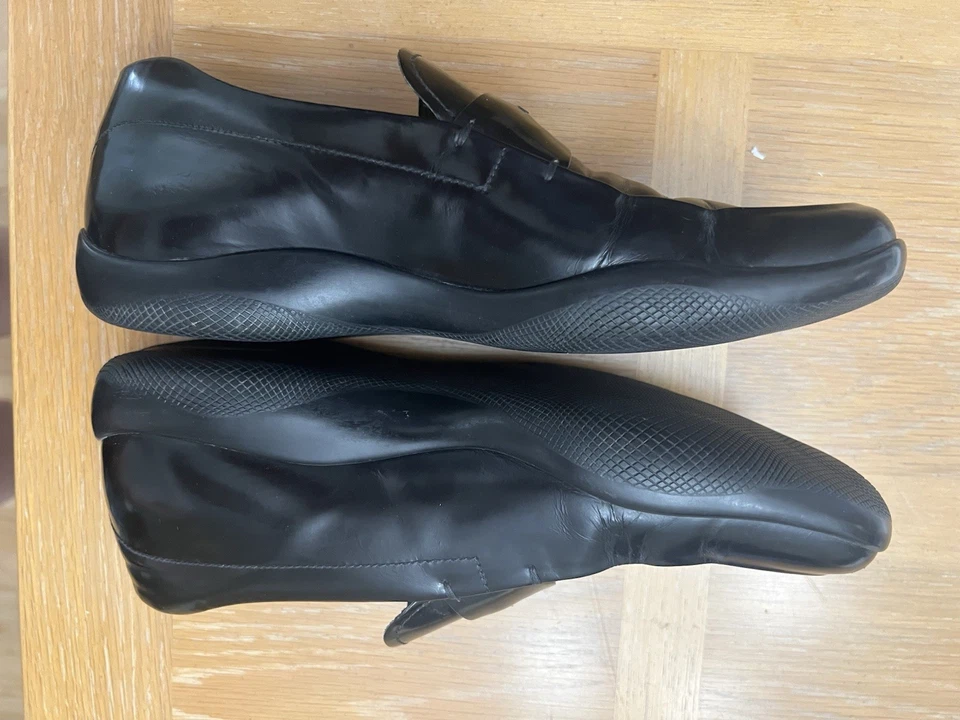 PRADA Men's Shoes Size 6 1/2 Black Leather - Image 2 of 4