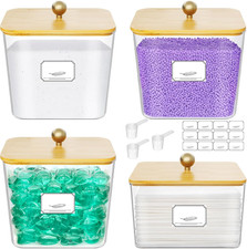 Laundry Pods Container with Lid, 0.53 0.7Gal, Natural, 4 Pcs Dryer Sheet Holde