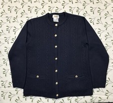 Talbots Vintage Size Small Wool Cardigan Sweater Navy Blue - Gold Buttons