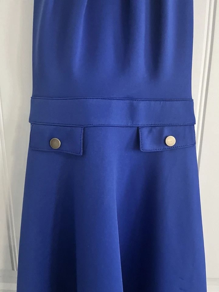 Vestido jeans Bonnie menina tamanho 16 AZUL REAL com mangas esvoaçantes com abas de bolso - Imagem 3 de 4