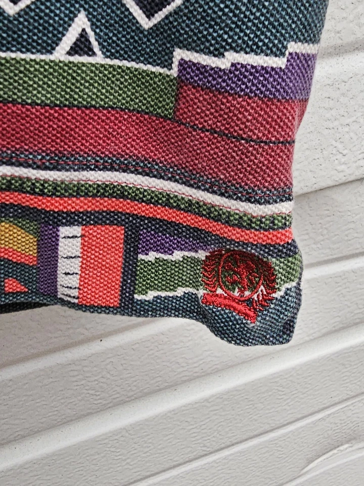 Polo de Colección Años 90 Tommy Hilfiger Manga Corta Para Hombres Talla L Cuello Azteca Camisa Cresta Foto 4 de 4