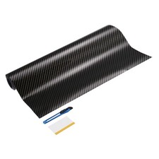 1Set Carbon Fiber Vinyl Wrap 8" x 5ft Self-Adhesive W Scraper Light Gold