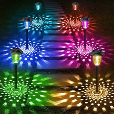 Image of 2-24x LED RGB Solar Powered Garden Color Changing Stake Lights Patio Lawn Decor