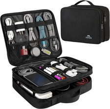 Travel Cable Organizer Bag Electronics Storage Case for Charger Tablet Black