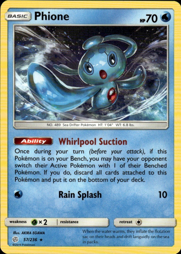 Phione 57/236 Rare Cosmic Eclipse Pokemon Near Mint