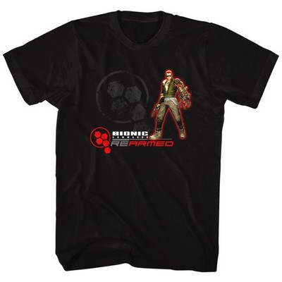 Bionic Commando T-Shirt Kurzarm Herren Regular Baumwolle Crew Neck Schwarz