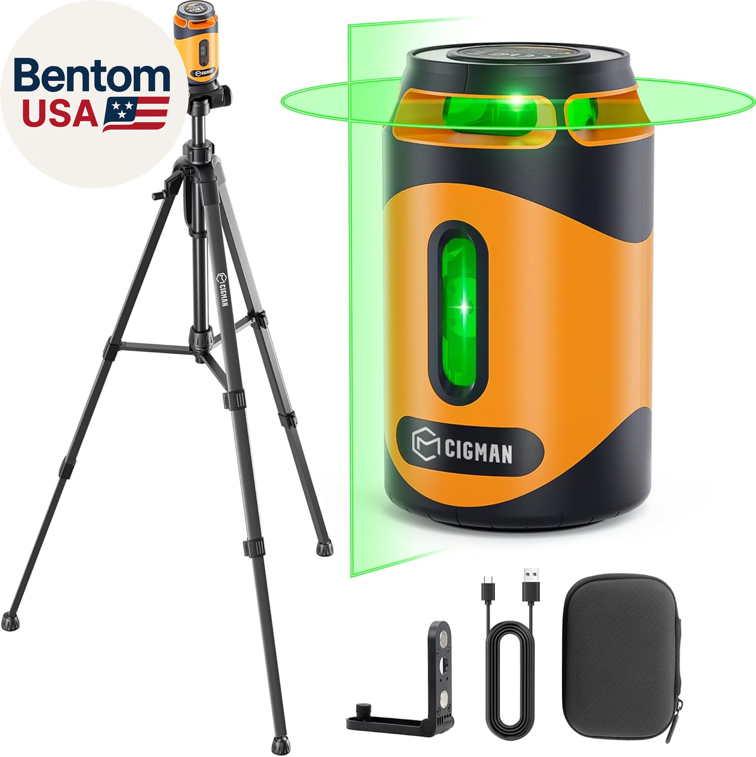 360° Laser Level with Tripod, Green Self Leveling Cross Line Laser, 100Ft Laser