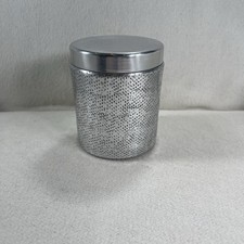 Threshold Hammered Textured Silver Metal Canister W/ Lid 4.5&rdquo; Tall