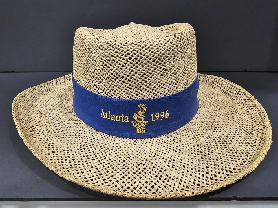 Vintage 1996 Olympics Hanes Atlanta Ga. Volunteer  Straw Hat Cap Fedora - Image 2 of 4