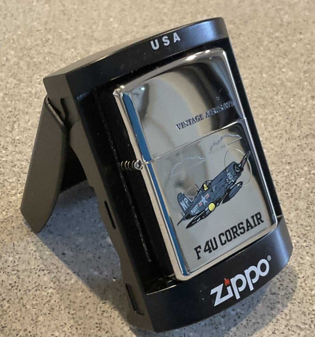 Genuine New 2007 ZIPPO Lighter Vintage Aircraft F4U CORSAIR Brilliant Chrome