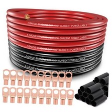 4 Gauge Wire (25ft Each- Black/Red) Copper Clad Aluminum CCA,20pcs 50FT Wire