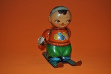 Tin windup Skier,sled,ski 1940's EX Early Chinese 1950's China