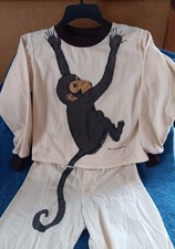 Vtg 1979 WORMSER Boys Pajamas MONKEY LS POLYESTER PJs SEARS CHIMP TAIL 2 pc SET