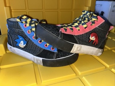 Sonic Hedgehog Knuckles Ground Up Shoe Sz 3 Black Red Blue Yellow Caution Laces