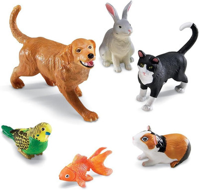 Jumbo Domestic Pets - 6 Pieces, Ages 2+ Preschool Pet Toys, Classroom Desk Pets,