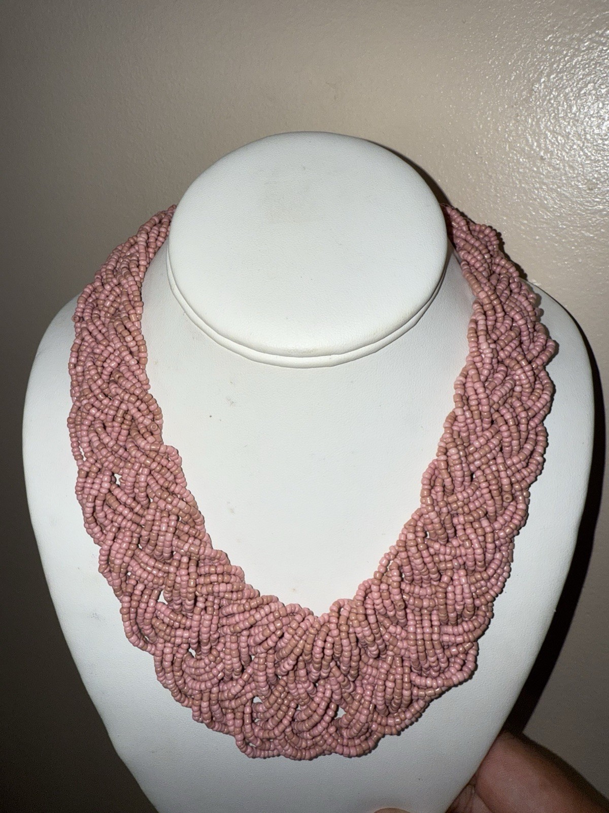 Braided Beaded Statement Necklace Womens Adjustab… - image 1