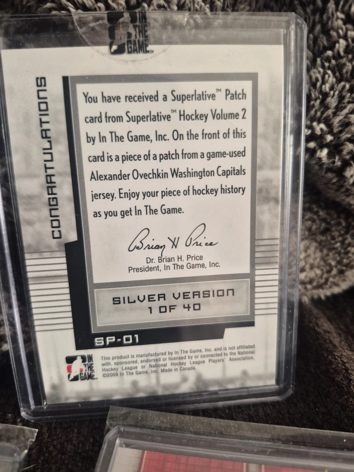 2009-10 ITG SUPERLATIVE ALEXANDER OVECHKIN 3 CLR GAME USED PATCH JERSEY/40 GOAT - Image 4 of 4