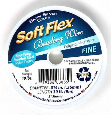 Soft Flex Soft Touch Beading Wire ~ Satin Silver .014in x 30ft ~ 21 Strands
