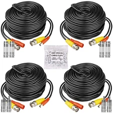 4 Pack 30M/100ft All-in-BNC Video Power Cables, Extension Surveillance Cables...