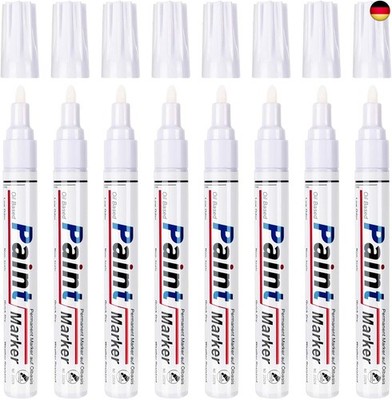 Permanent Marker Wasserfester Stift, 8 Weiß Wasserfeste Paint Marker Schnell 