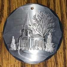 Wendell August Forge Christmas Ornament, Church Aluminum 1989 Holiday