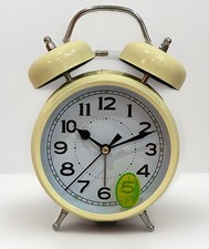 Classic Alarm Clock Cream Twin Bell Ringer Snooze Battery Operated New In Box