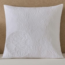 White Quilted Euro Shams Set of 2 26x26 European Pillow Covers Floral
