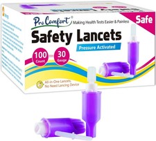 Safety Lancets for Diabetes Testing 100 Count 30 Gauge 1.8 mm 30G
