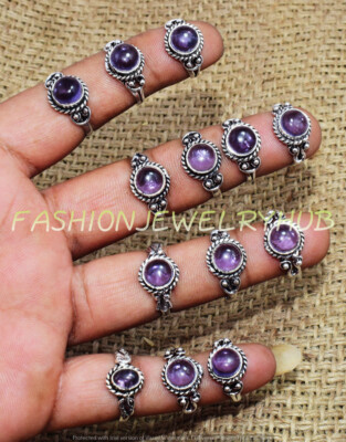 Amethyst Gemstone 10pcs Rings Lot 925 Silver Plated Jewelry FR-2783