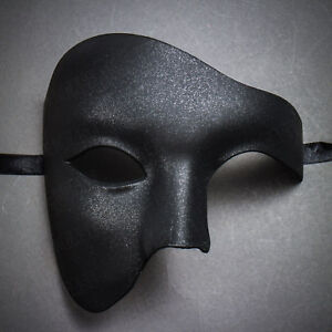 Plain Black Vintage Phantom Masquerade Mask Half Face Venetian ...