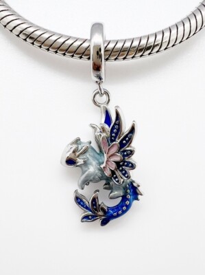 Fliegender Drache Dangle Charm Fabeltier Echt 925 Sterling Silber  