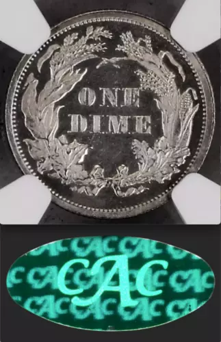 1866 NGC PR64 CAMEO CAC 8,000 Minted + 725 Proof = 3rd Lowest 10C ✅ Seated Dime