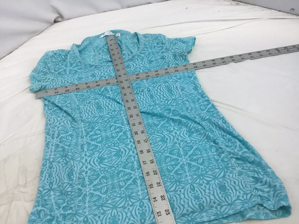 Топ для йоги Athleta XS Aqua синий хлопок эластичный декольте пейсли как новый YGI R1-566 - Изображение 2 из 4