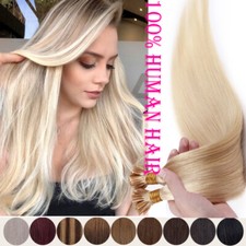 Blonde I STICK Tip Real Remy Human Hair Extensions Pre Bonded Micro Nano Ring 8A