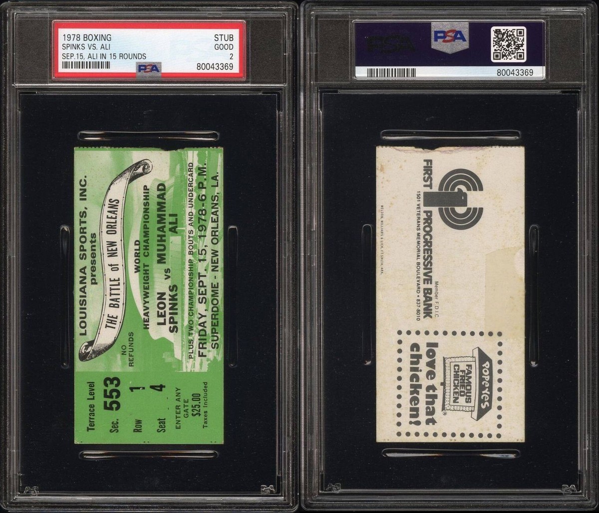 1978 MUHAMMAD ALI VS LEON SPINKS BOXING TICKET “THE BATTLE OF NEW