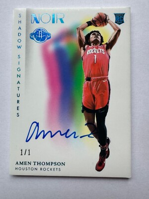 2023-24 Panini Noir Amen Thompson 1/1 Auto Shadow Signatures Rockets