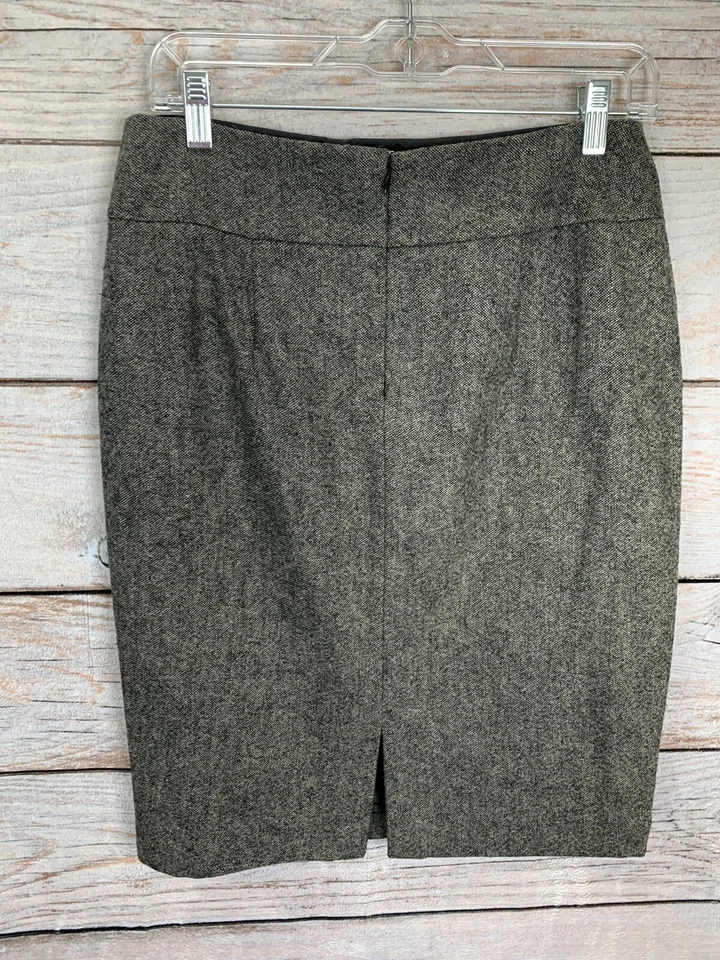 Falda lápiz Cabi para mujer mezcla de lana gris carbón tweed estilo #245 talla 4 Foto 2 de 4