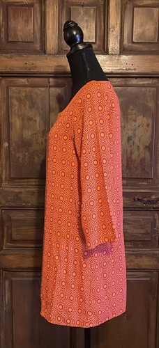 A'GACI Orange Geometric Print 3/4 Sleeve Shift Dress Size Medium Polyester Lined - Picture 2 of 5