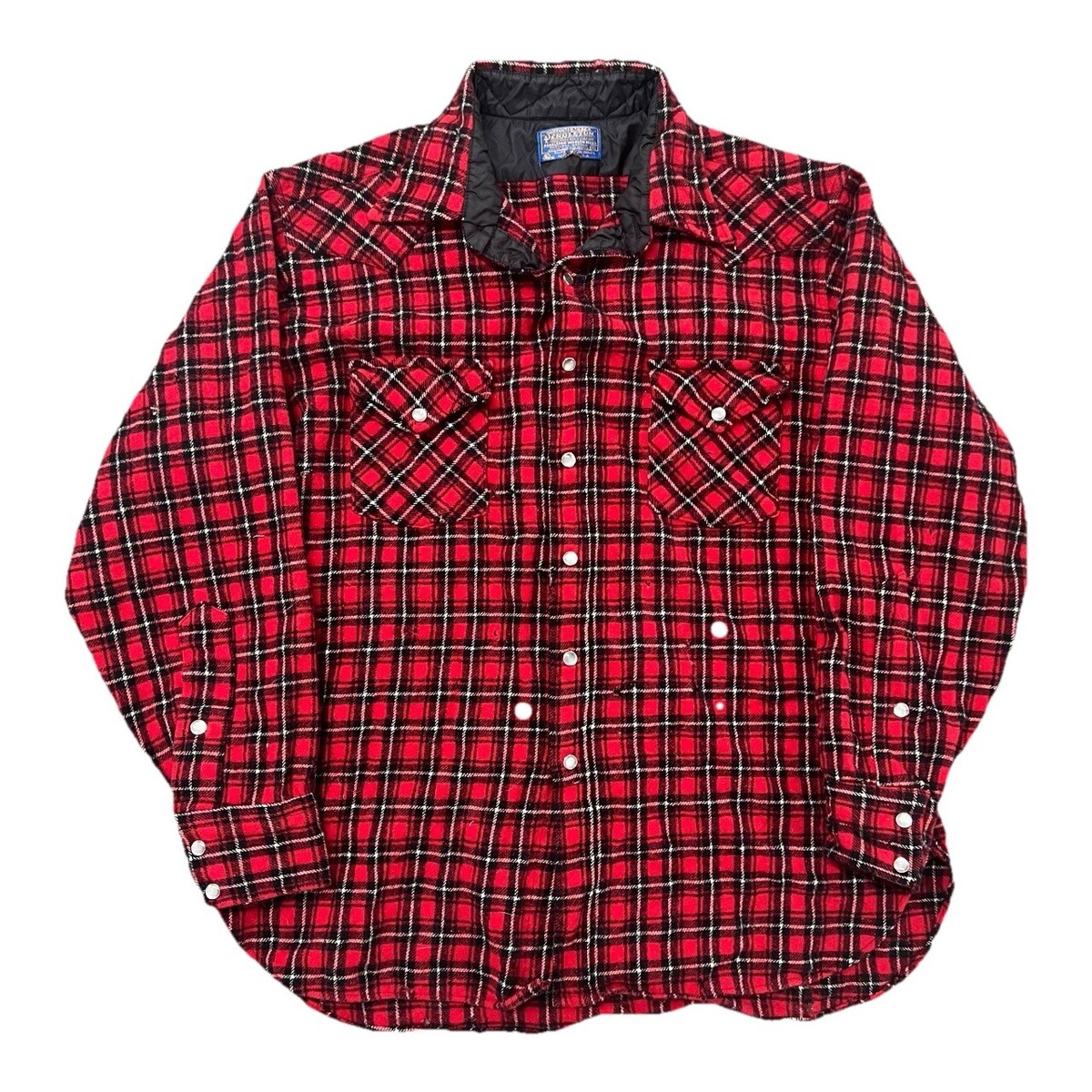 Vintage Pendleton Men's XL Wool Pearl Snap Shirt Red Black Buffalo