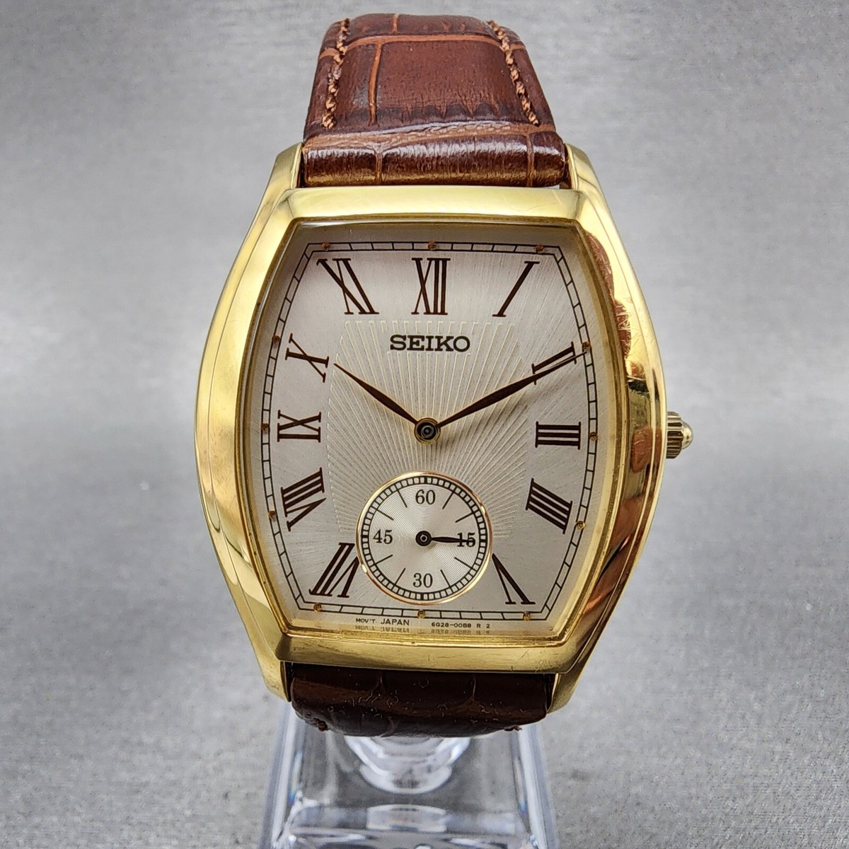 Seiko Watch Men 34mm Champagne Dial Gold Tone Small Seconds