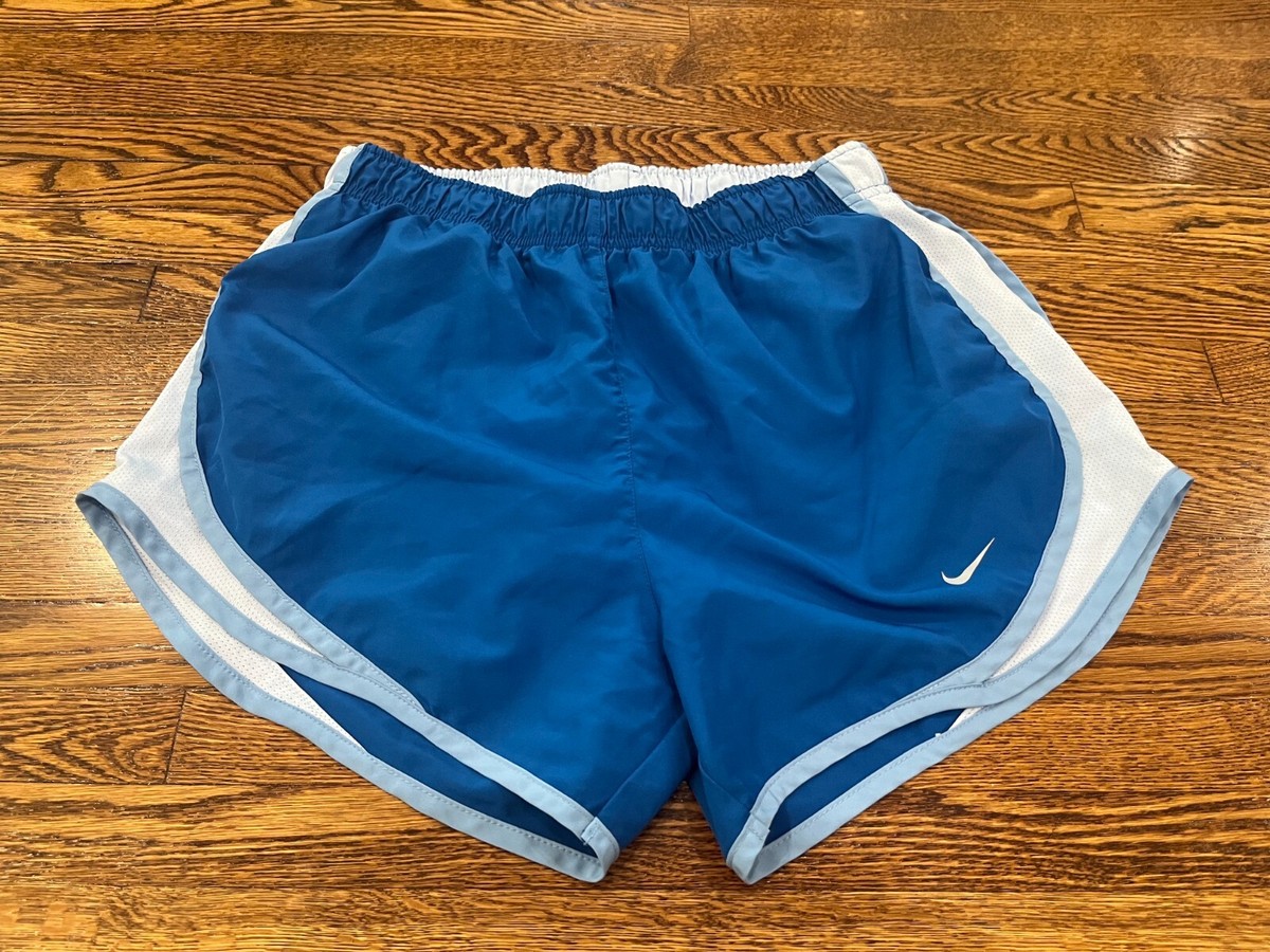 Nike Running Shorts Blue Nylon Logo Dri-Fit Lined Drawstring Mesh Side  Womens S