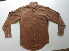 Vintage 1960's Penney's Towncraft Men's Brown Shirt Large Long Sleeve Penn-Prest