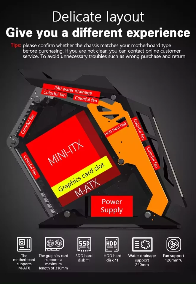 Gaming PC Case – RGB Mid Tower M-ATX with Tempered Glass Front Panel - UK Stock - Image 2 of 4