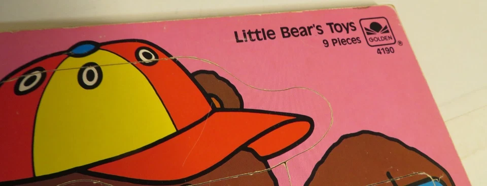 RARE Vintage Wooden Jigsaw Puzzle Golden Book 1988 Little Bear's Toys 9pc Sweden - Image 3 of 4