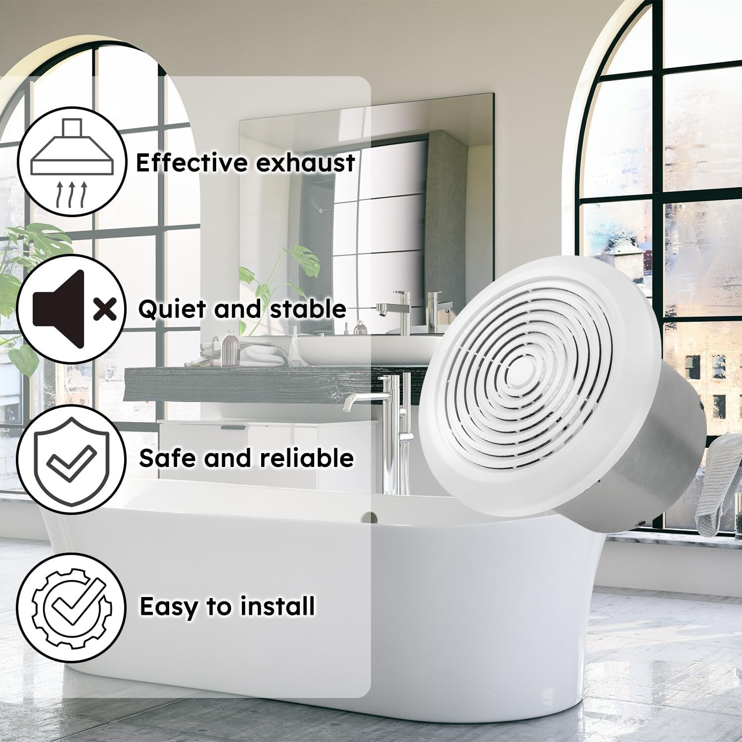 V2262-50 7 Inch Bathroom Exhaust Fan, 50 CFM, 1.0 Sones, 7" Ceiling Exhaust Fan