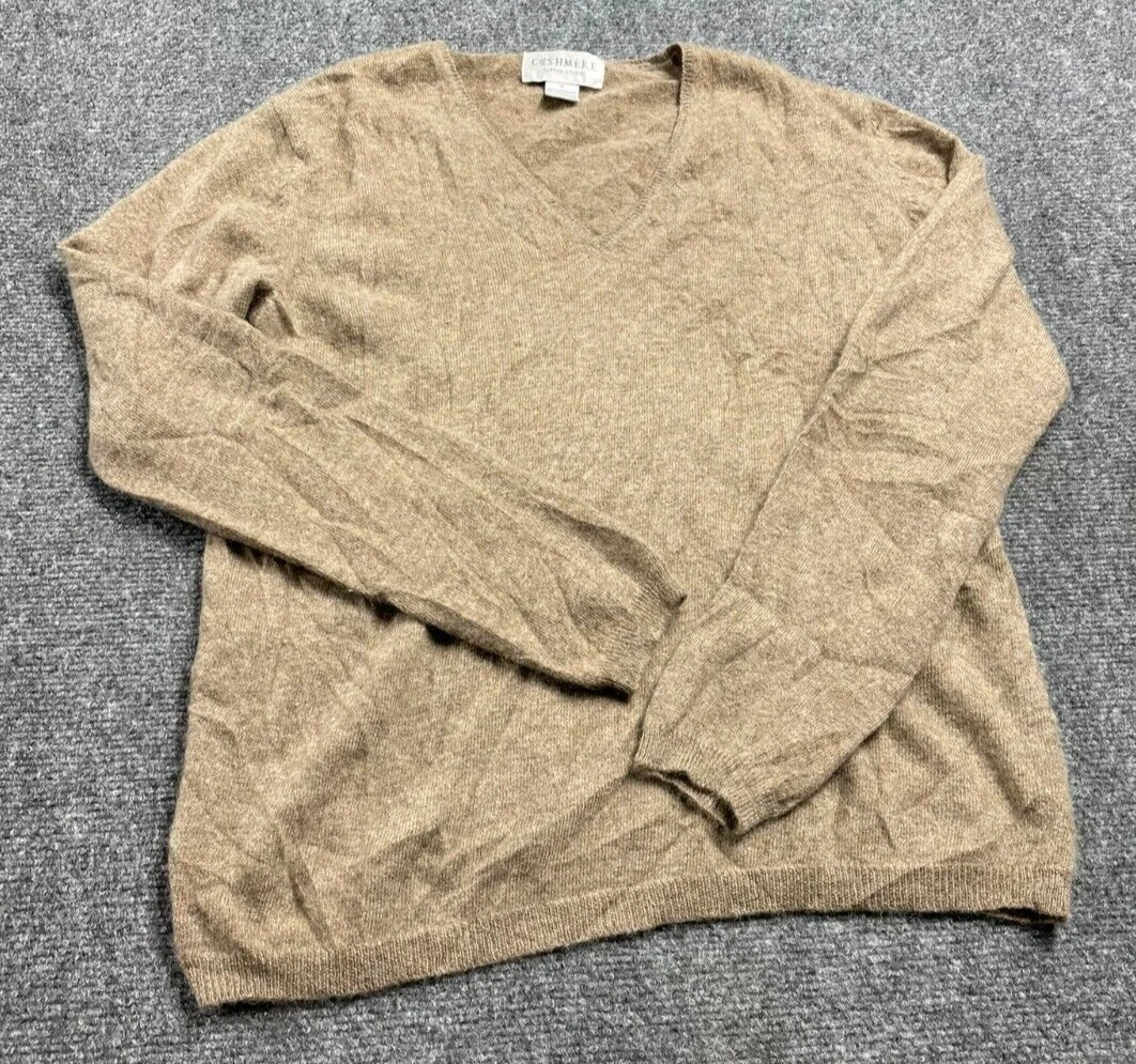 Sutton Studio Men's Brown V-Neck Wool Cashmere Sweater Size M